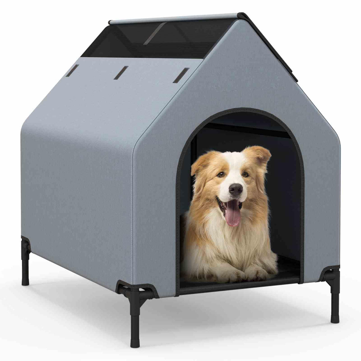 91cm/110cm/132cm Large Pet House with Ventilated Windows and Removable Cover
