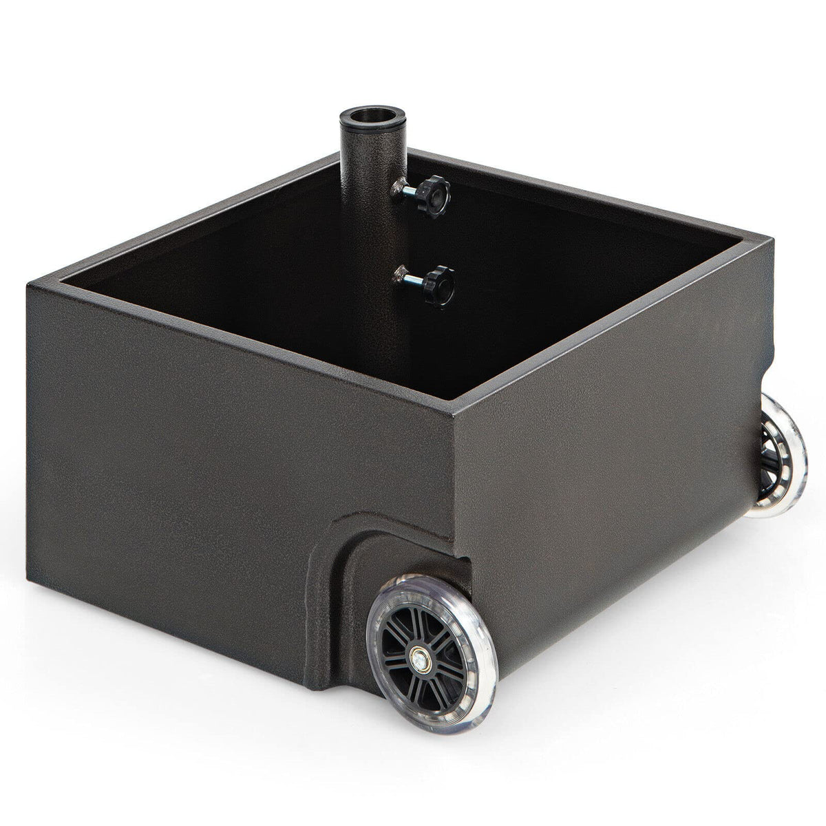 Heavy-Duty Steel Patio Market Umbrella Stand with 2 Wheels for Patio