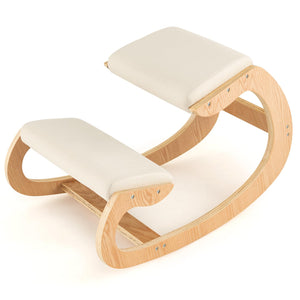 Giantex Ergonomic Kneeling Chair, Wood Rocking Posture Chair with Soft Cushion for Back Neck Shoulder Pain Relief