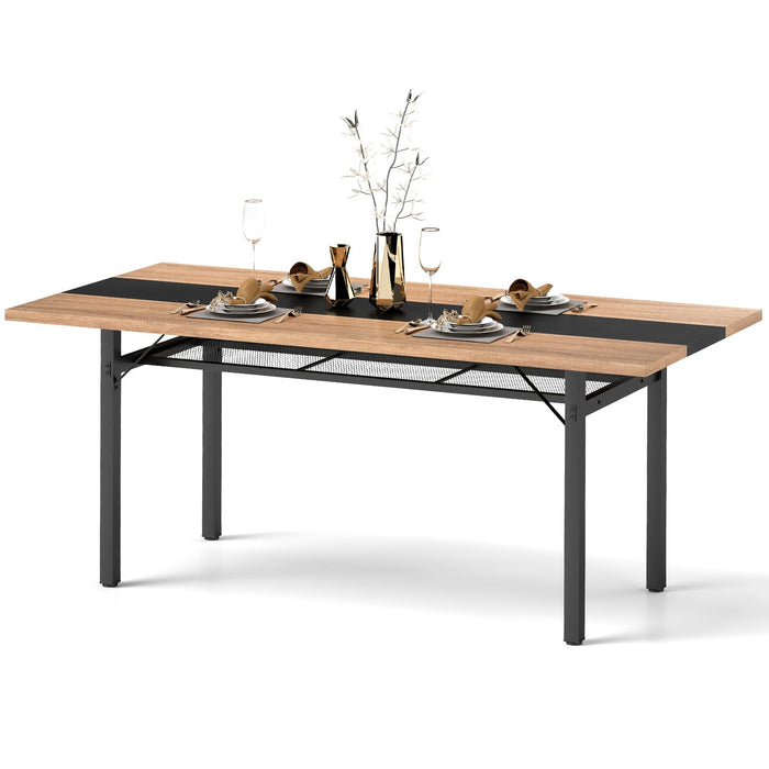 Giantex 180 cm Dining Table for 6-8 People, 180 cm Long Large Wood Dinner Table w/Heavy-Duty Metal Frame