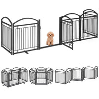 360/480x81cm Foldable Metal Dog Gate with Door 6/8 Panels