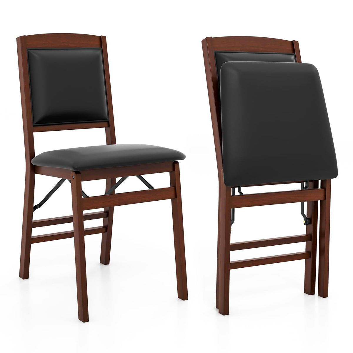 Giantex Dining Chair Set of 2, Folding Chairs w/Padded Seat & Soft Backrest, Rubber Wood Frame