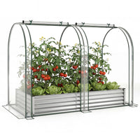 180x90x30cm Galvanized Raised Garden Bed with Greenhouse Cover