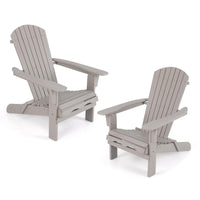 Folding Adirondack Chair Set of 2 with High Backrest and Wide Armrests