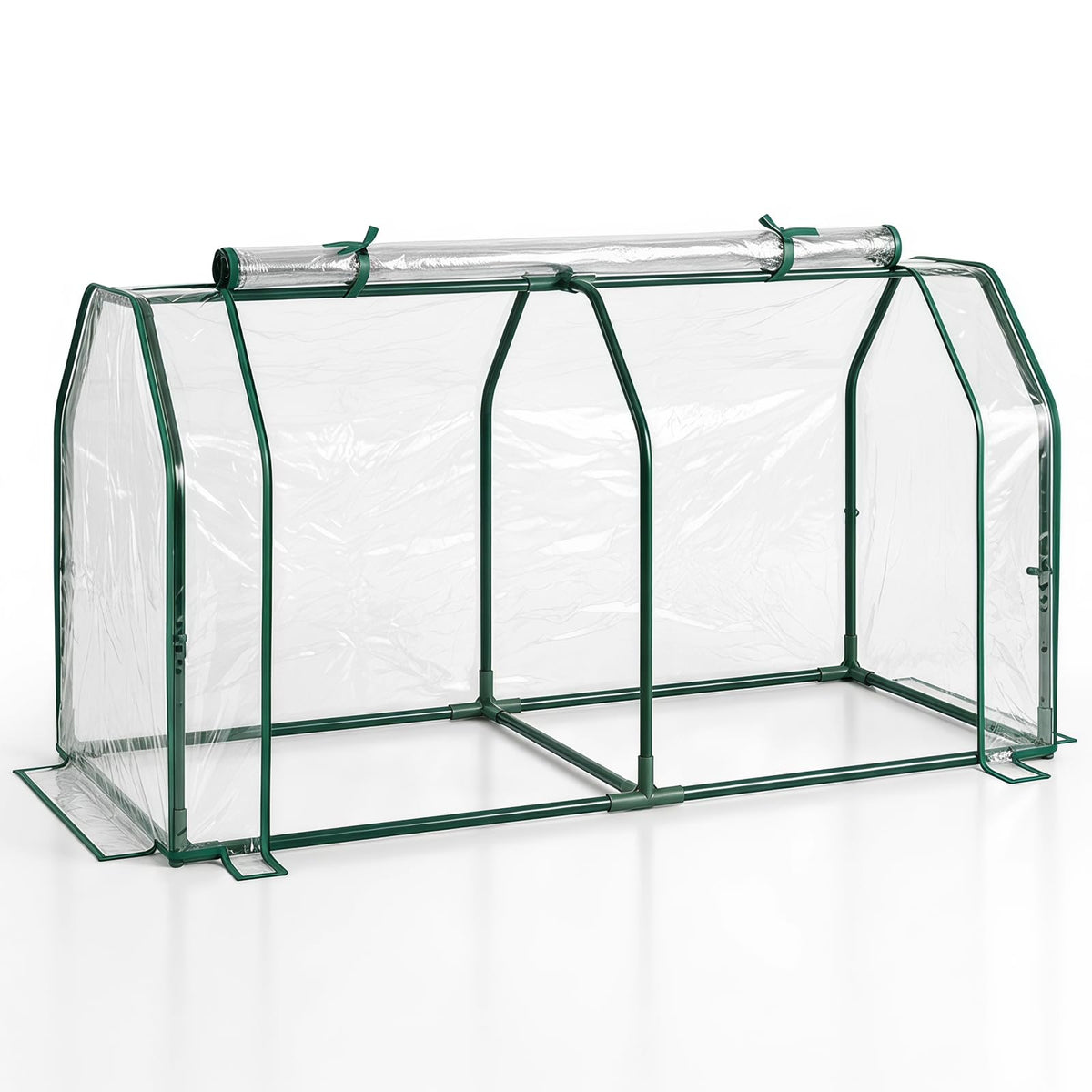 Portable Mini Greenhouse with Roll-up Zipper Door and Metal Frame