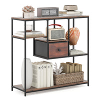 100cm Console Table with Storage Behind Sofa Couch Table with Drawer and 4-Tier Display Shelf