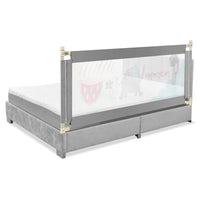 176CM Toddler Bedrail, 72.5-101.5 CM Extra Tall Bed Guardrail w/Anti-Collision Cotton & Side Pocket