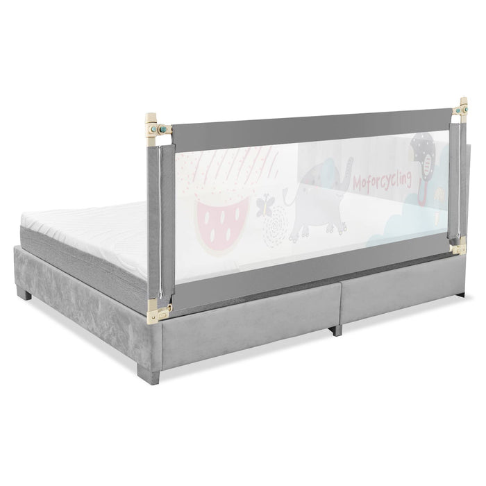 176CM Toddler Bedrail, 72.5-101.5 CM Extra Tall Bed Guardrail w/Anti-Collision Cotton & Side Pocket