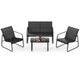 Outdoor Conversation Set 4 Pieces Patio Furniture Set with Tempered Glass Coffee Table