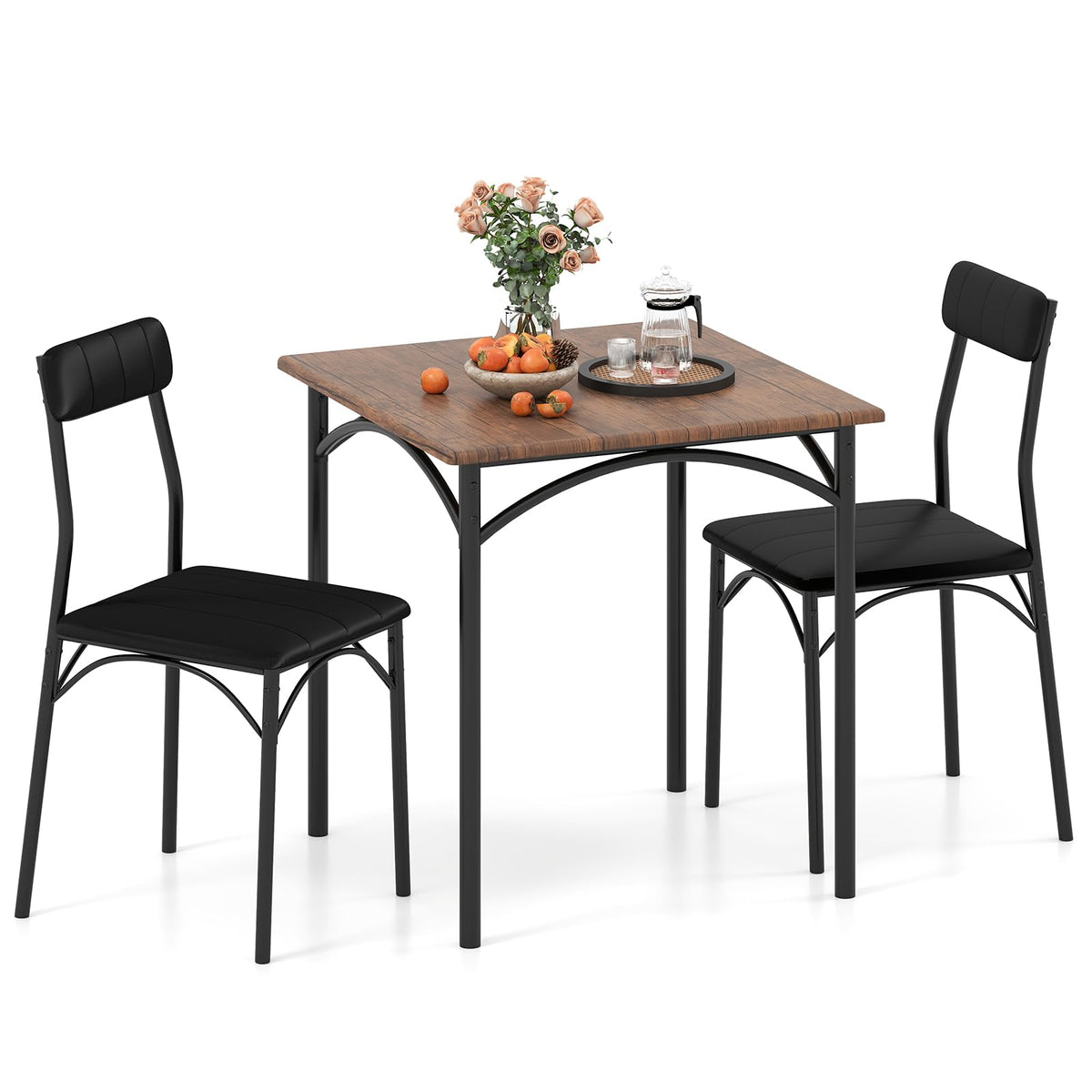 3-Piece Dining Table Set, Square Kitchen Table & 2 Chairs