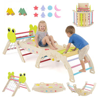 Foldable Montessori Climbing Toys w/Arch Climber, Reversible Ramp, Climbing Rope