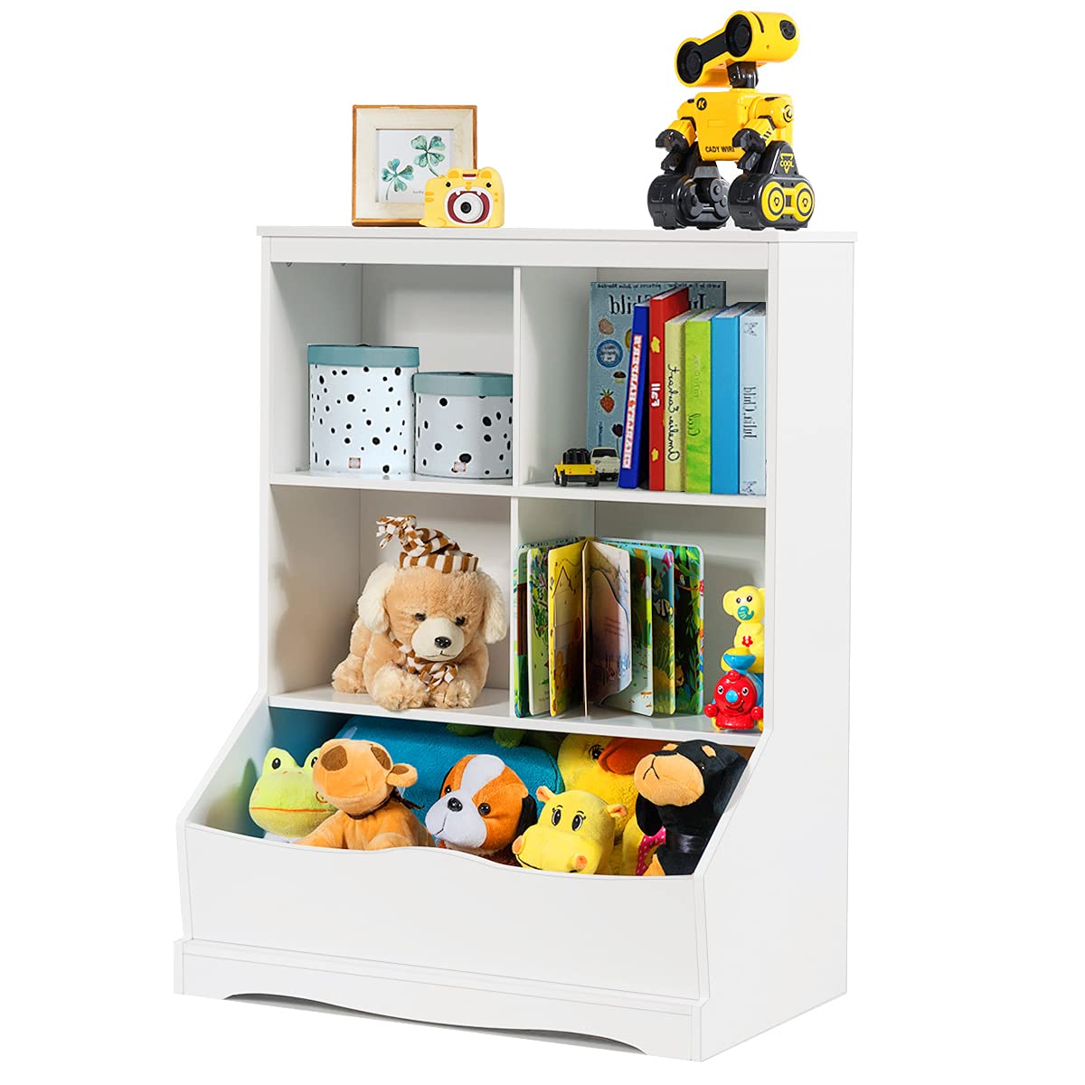 Toy Box Storage Organizer, 3-Tier Toy Storage Shelf Kids Toy Cabinet, Kids Bookshelf Display Bookcase