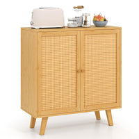 Bamboo Buffet Cabinet Boho Sideboard Storage Cabinet with Doors