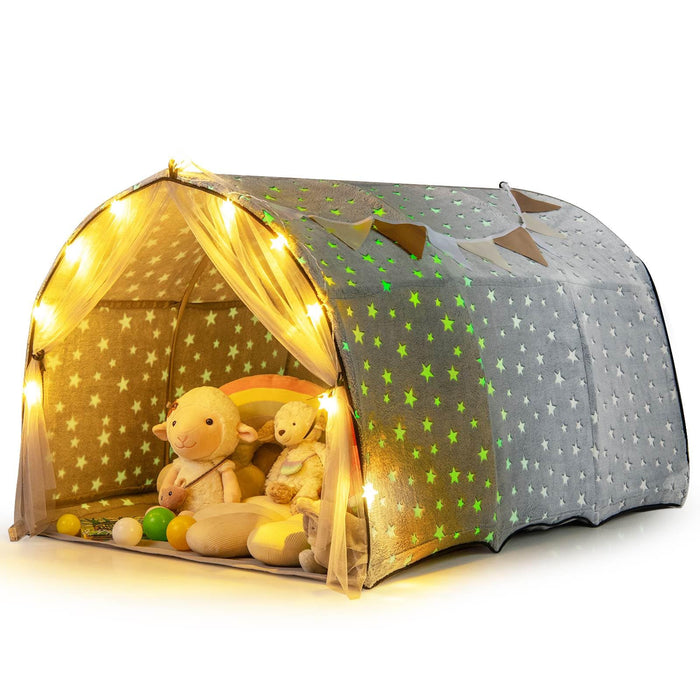 Dark Stars Bed Tent Magical Twin Bunk Bed Privacy Space w/Glow for Kids