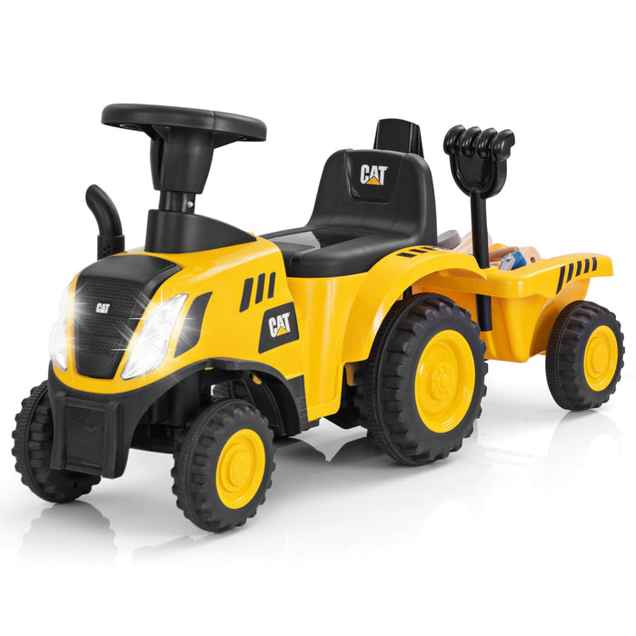 Licensed Caterpillar Foot to Floor Sliding Car with Detachable Trailer