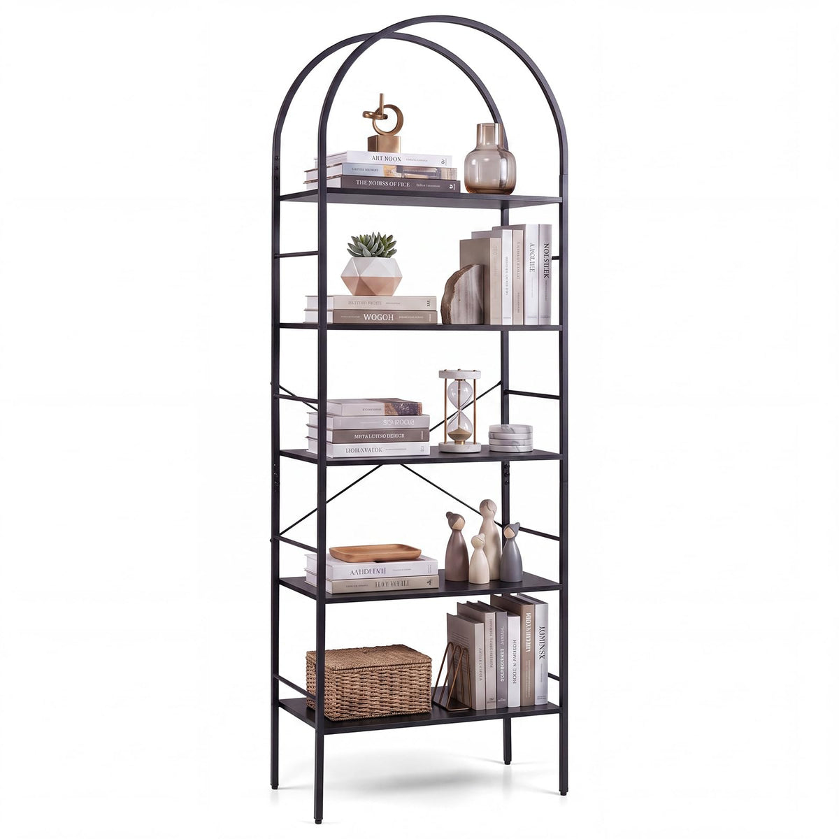 GIANTEX 5-Tier Arched Bookcase with Open Wooden Shelves