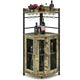 Giantex Corner Bar Cabinet with Glass Holder, Industrial Wine Cabinet with Metal Mesh Doors