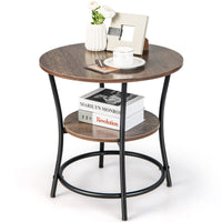 Giantex Round End Table, 2-Tier Sofa Side Table with Open Storage Shelf & Sturdy Metal Frame