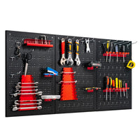 Costway 3PCs Pegboard Wall Organizer Board Kit Metal Toolboard Wall Hanging Rack w/25 Accessories Kitchen Garage