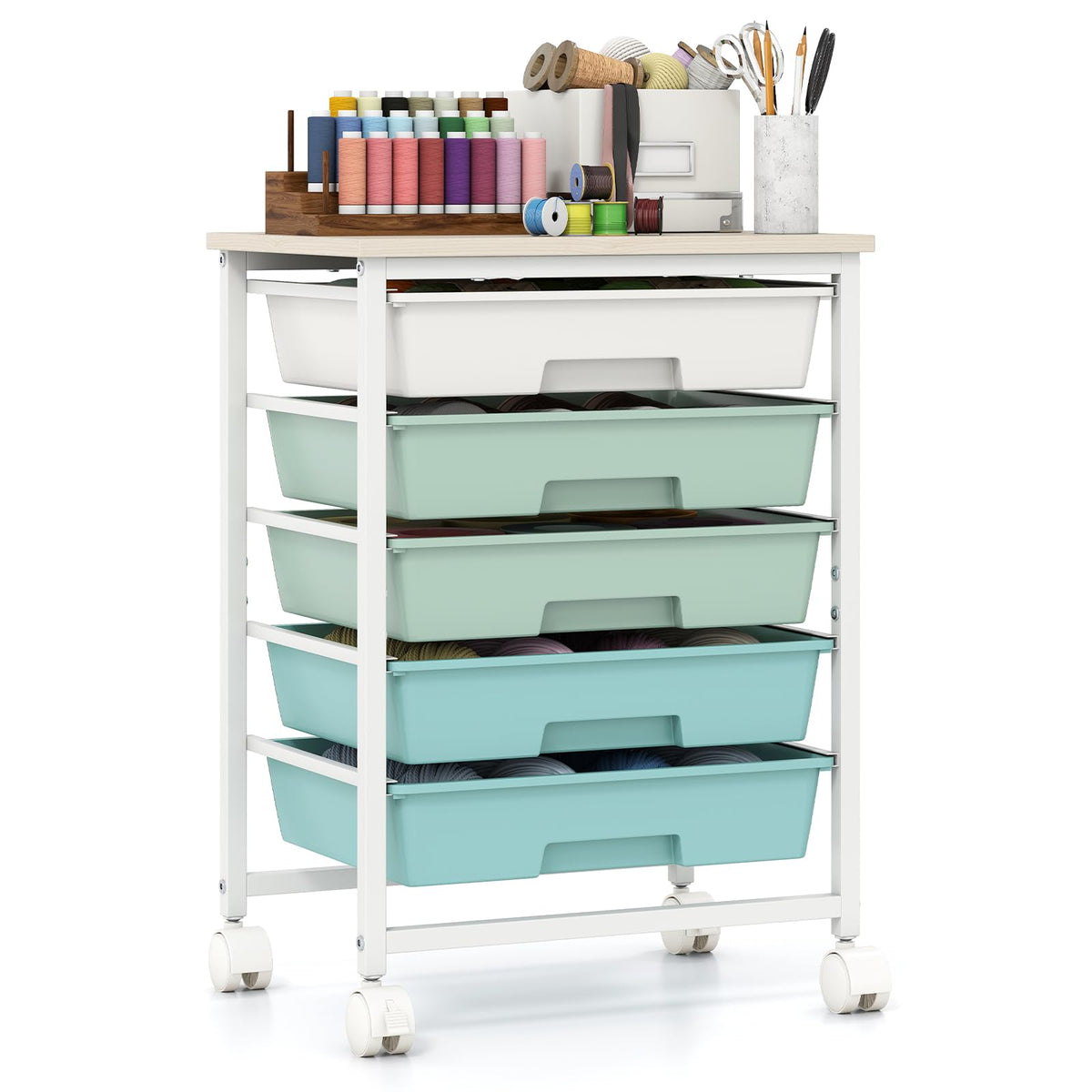 Giantex Rolling Cart with 5 Drawers