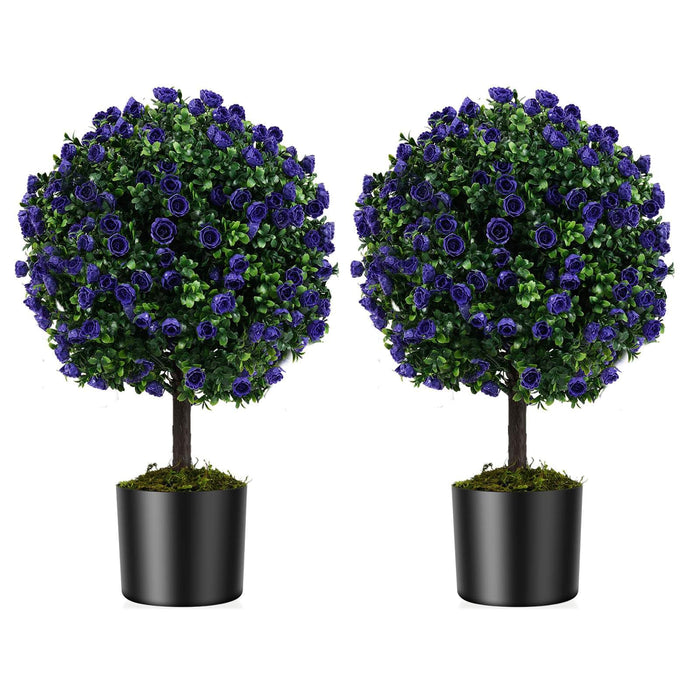 et of 2 Artificial Purple Rose Topiary Ball Trees