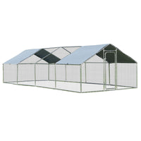 Large Outdoor Metal Chicken Coop, Walk-in Hen Run House with Water-Proof Cover