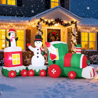 3.5m Christmas Inflatables Train with Snowman and Gift Box