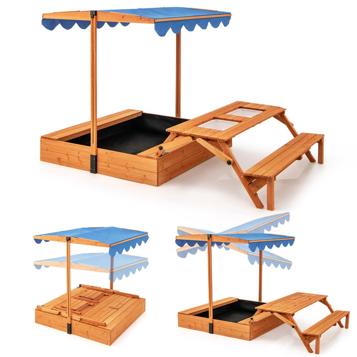 Outdoor Foldable Kids Wooden Sand Box with Lid Cover