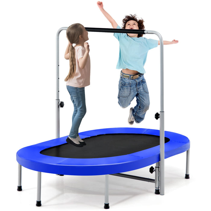 Double Trampoline for 2 People with Adjustable Handrail and Safety Pad