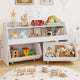 Kids Toy Storage Box, Children Wooden Bookcase with 2 Movable Drawers