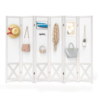 4/6-Panel Pegboard Room Divider with Solid Wood Frame and Metal Hinges
