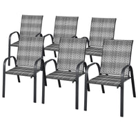 Set of 6 Outdoor PE Wicker Stackable Chairs for Garden & Yard & Deck & Lawn