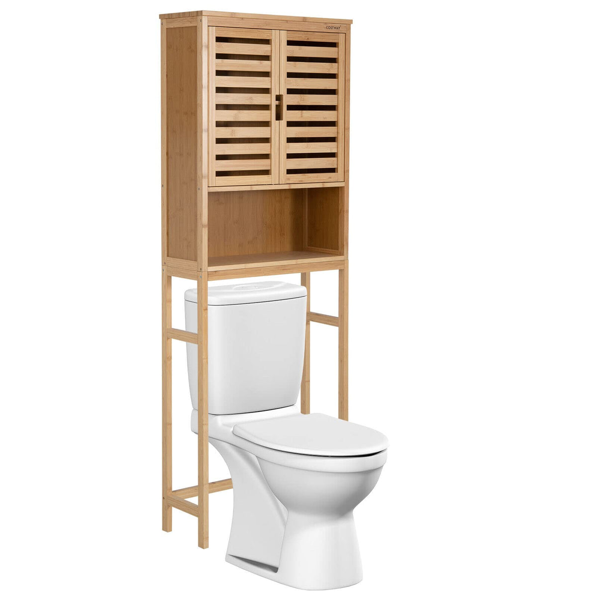 Bamboo Over The Toilet Storage Cabinet Bathroom Spacesaver w/Adjustable Shelf