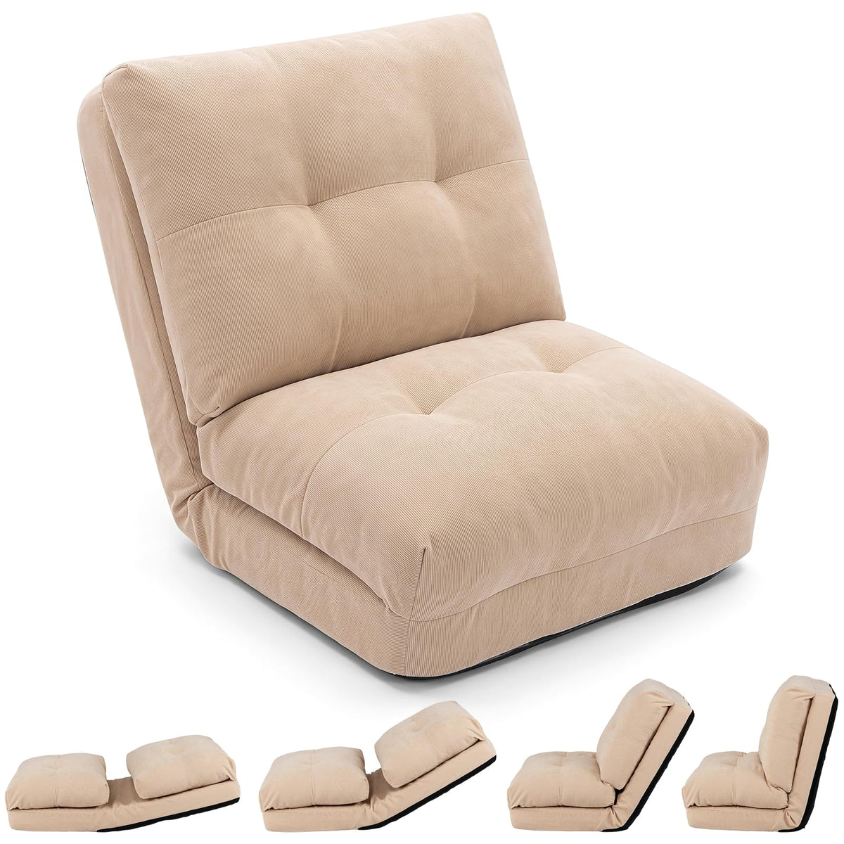 5-Level Adjustable Floor Chair with Back Support & Padded Cushions for Reading