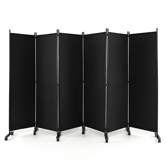 Giantex 6-Panel Folding Room Divider, 1.72m Rolling Privacy Screen with Lockable Wheels