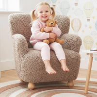 Kids Sofa, Comfy Toddler Armchair with Solid Rubber Wood Legs