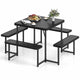 Outdoor Square Camping Dining Table & 4 Benches w/Umbrella Hole