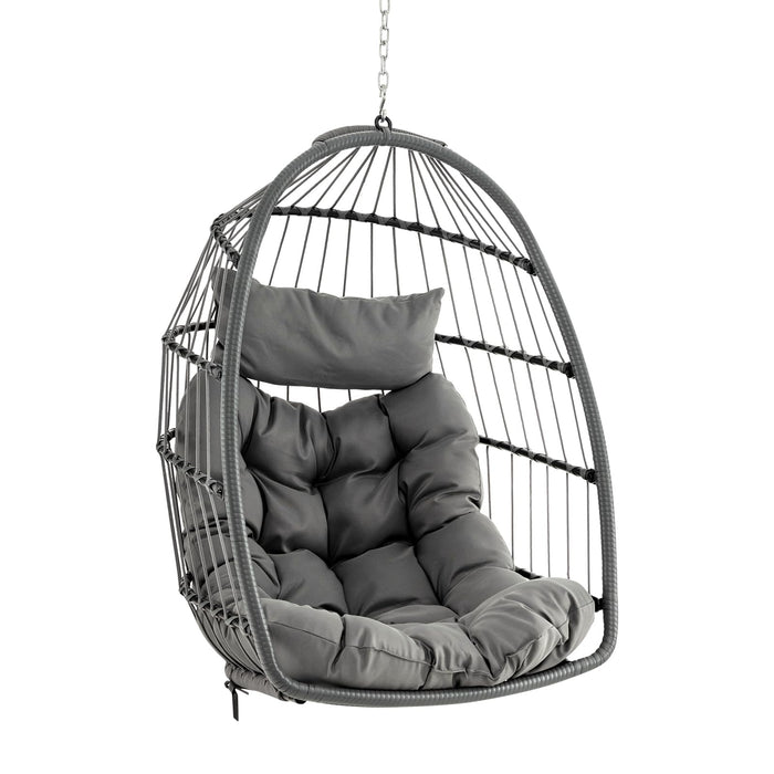 Hanging Egg Chair with Head Pillow & Large Seat Cushion (Without Chair Stand)