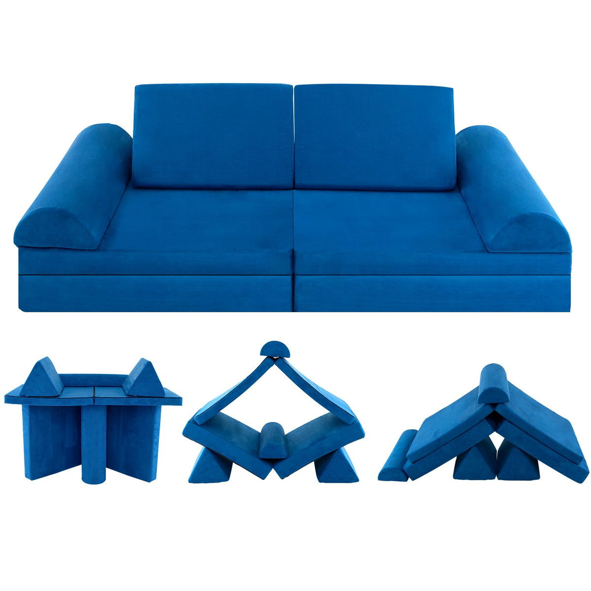 Kids Modular Convertible Foam Sofa with Machine-washable Fabric