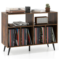 3-Tier Record Player Stand with Vinyl Storage Shelves and 5 Metal Legs for Living Room