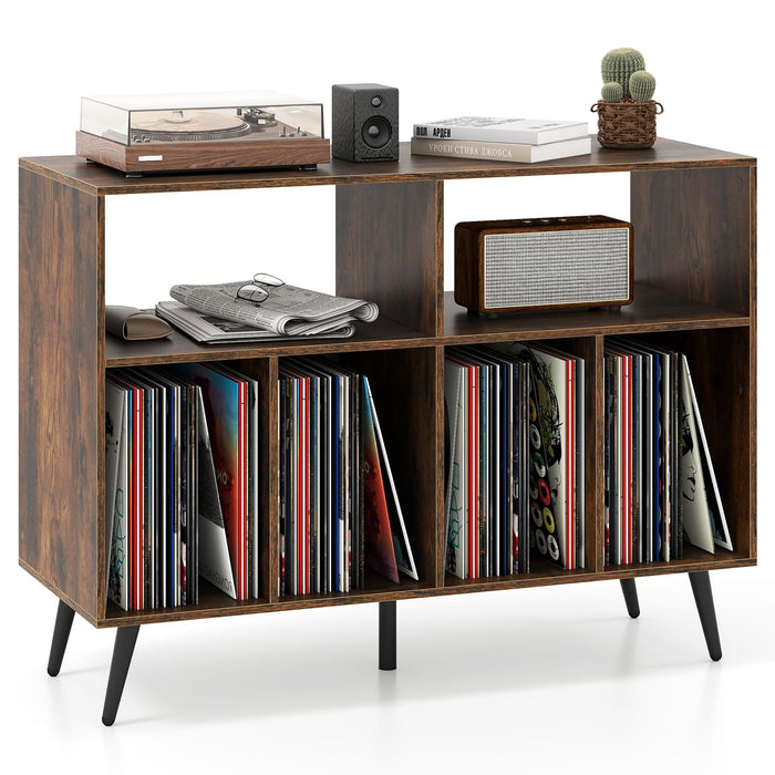 3-Tier Record Player Stand with Vinyl Storage Shelves and 5 Metal Legs for Living Room