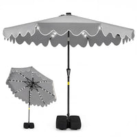 2.7M Patio Umbrella with 32 Solar LED Lights Weighted Base and Sandbags