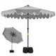 2.7M Patio Umbrella with 32 Solar LED Lights Weighted Base and Sandbags