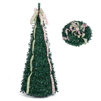 1.8M/2.1M Artificial Christmas Tree with Tree Topper Bow and 4 Ribbons