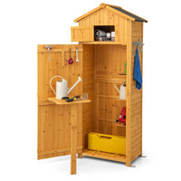 Garden Storage Shed, 180.5CM Tall Outdoor Storage Cabinet with Lockable Doors