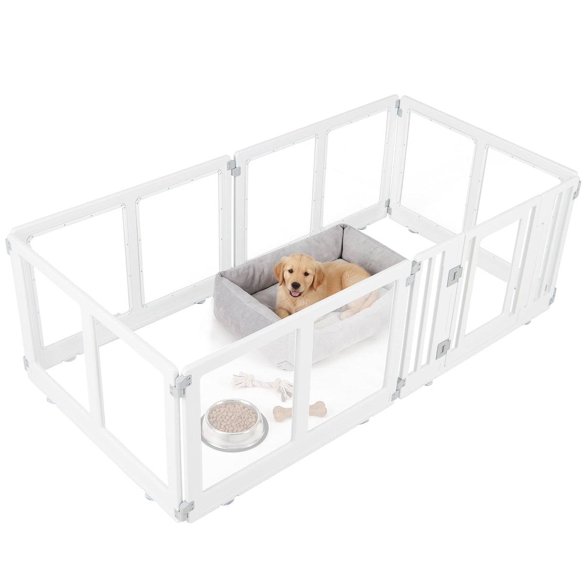 Clear Dog Playpen with Secure Locking Door, 6 Panels