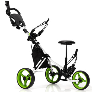 Golf Push Pull Cart, Lightweight 3 Wheels Golf Push Cart