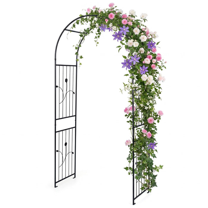 Garden Arch, 220cm Tall Heavy Duty Metal Arbor Trellis Archway for Climbing Plants, Roses