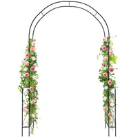 Metal Garden Arch, 240 cm Backdrop Stand for Various Climbing Plants, Assembly Freely Pergola Arbor w/Stable Frame