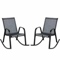 2pcs Patio Rocking Ergonomic Chair w/Sturdy Metal Rocker &Breathable Fabric Seat